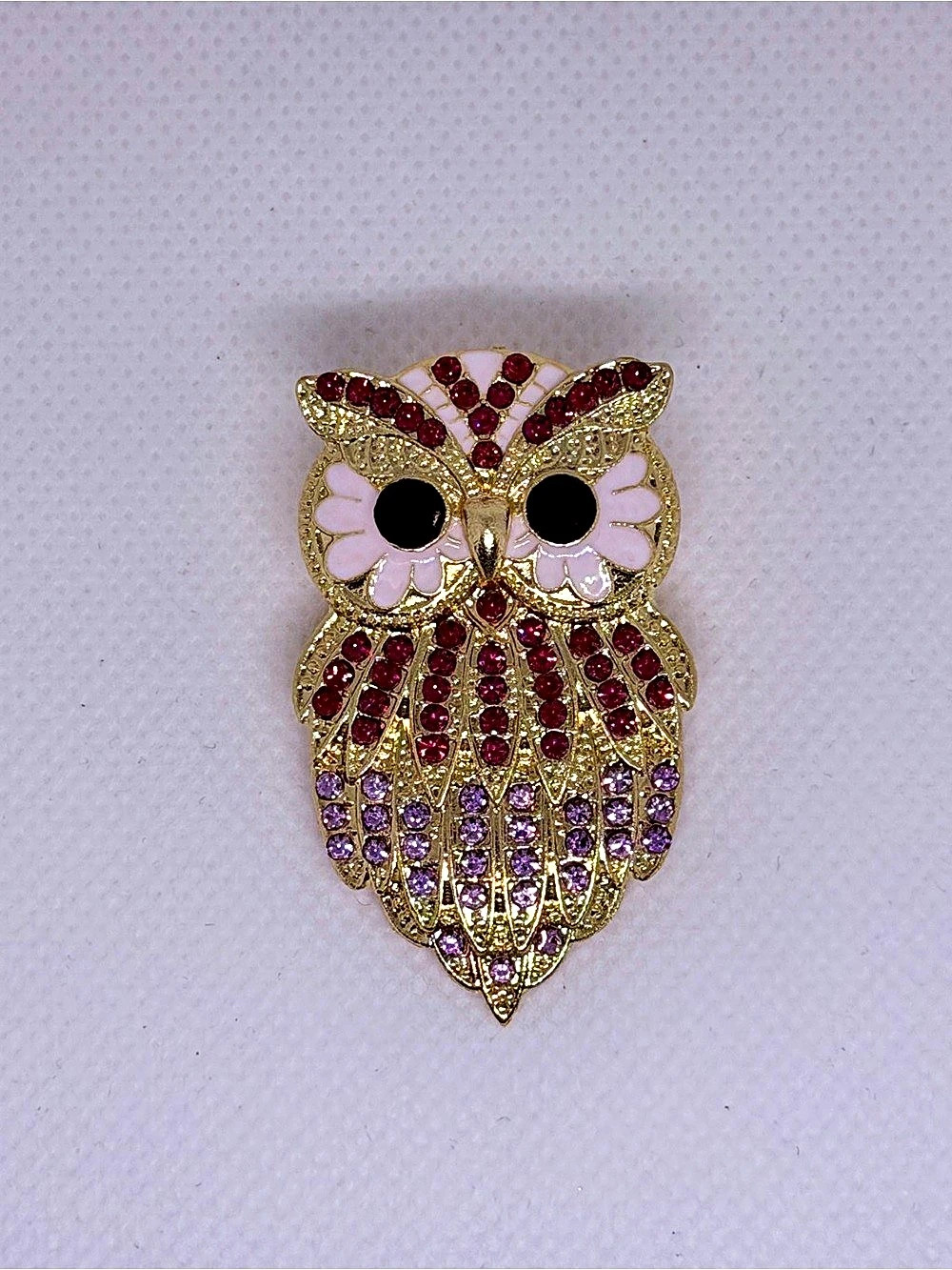 Owl Brooch in Gold & Purple